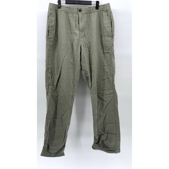DENIM CO Men’s Army Green Straight Fit Cotton-Linen Pants SZ L - Picture 1 of 12